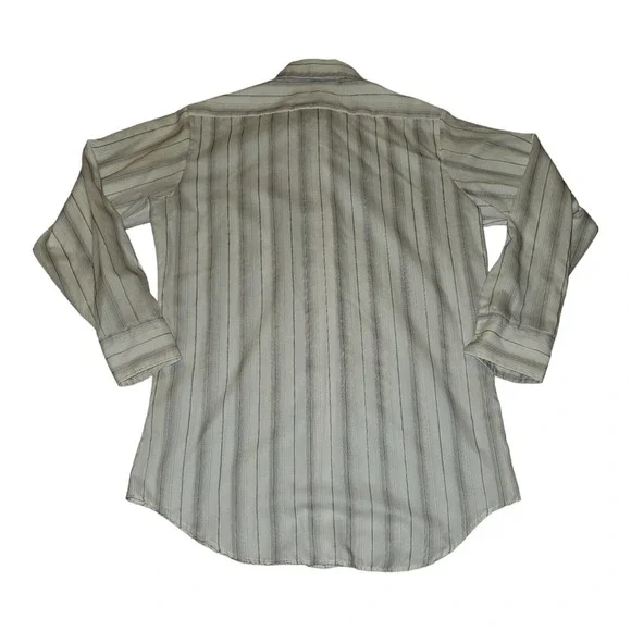 Vintage Montgomery Ward Button Up Shirt 32/33 Men's White w/Brown Stripes - Picture 6 of 6